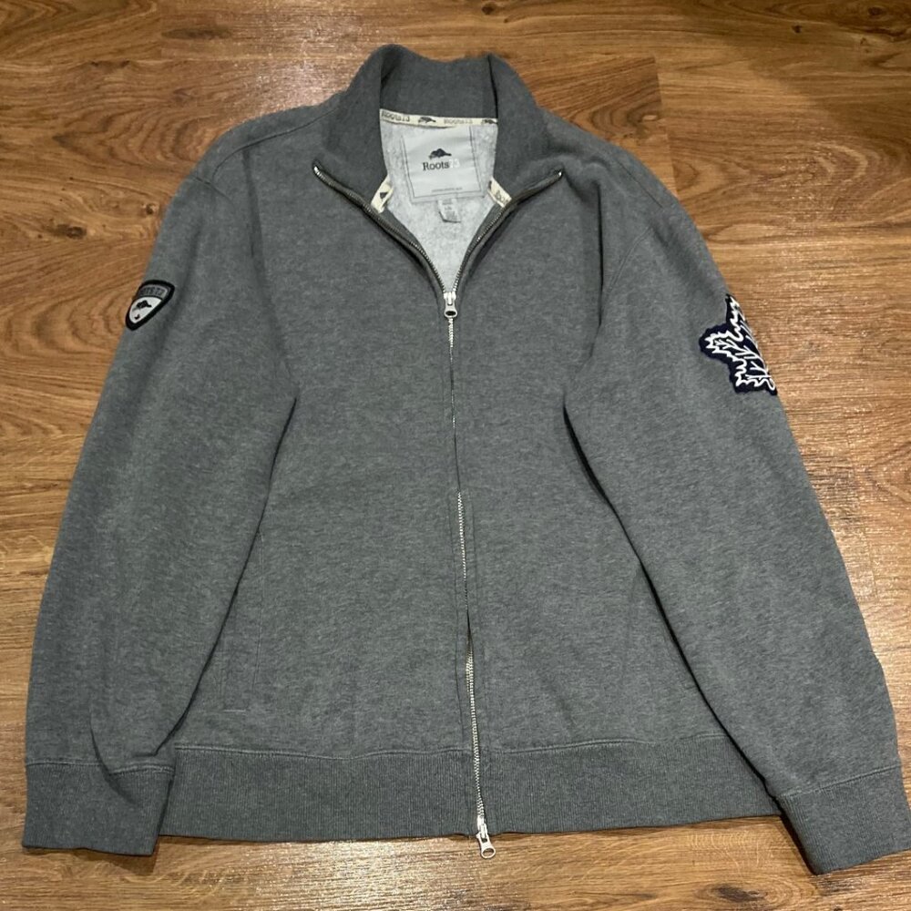 Vintage Roots Full Zip Collared Sweatshirt Roots73 Mens Large Grey